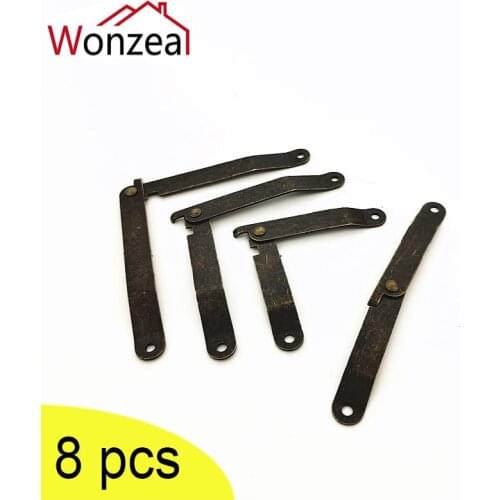 8pcs Wooden Tripod Suppor Hinges Stay Antique Bronze Zinc Alloy Box Display Furniture Accessories Cabinet Cupboard Lid Stays