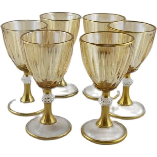 Diamond Honey 6 Pieces Coffee As Water Glasses Classic Stylish Colored Glass Diamond Honey 6 Coffee Side Water Cup Set