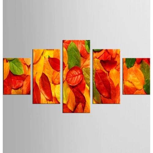 Canvas Printings Colorful Leaves 5 Piece Modern Style Cheap Pictures Decorative Wall Art Prints Gift Unframed Print Poster
