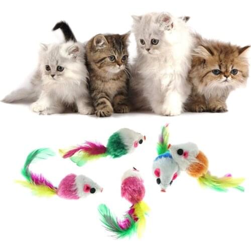 Cat Toy Plush False Mouse Pet Cat Toys Colorful Feather Funny Playing Training Toys For Kitten Puppy Pet Supplies