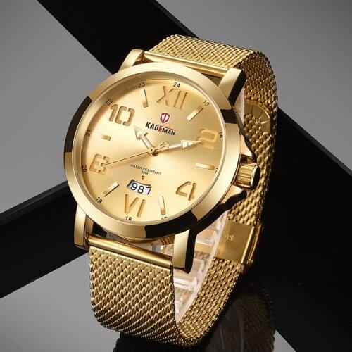 KADEMAN Casual Men Watches Classic Ultra Thin Quartz Watch Business Sport Stainless Steel Mesh Band 3ATM Wristwatch Relogio Gift