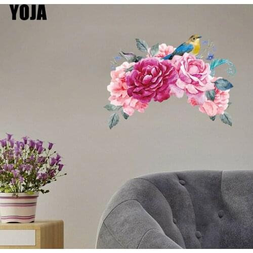 YOJA 60×43CM Classical Hand-Painted Roses Living Room Wall Stickers Creative Home Decoration 8WS0082
