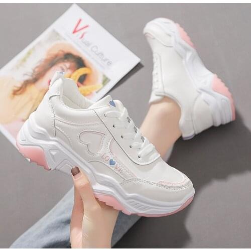 Autumn Woman Chunky Sneakers Lace Up Female Walking Fashion Ladies Platform Vulcanized Shoes Comfort White Womens Footwear