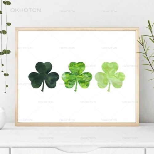 Nordic Style Canvas Painting Home Decoration HD Prints Modern Modular Posters Green Clover Leaves Wall Art Pictures Unframed