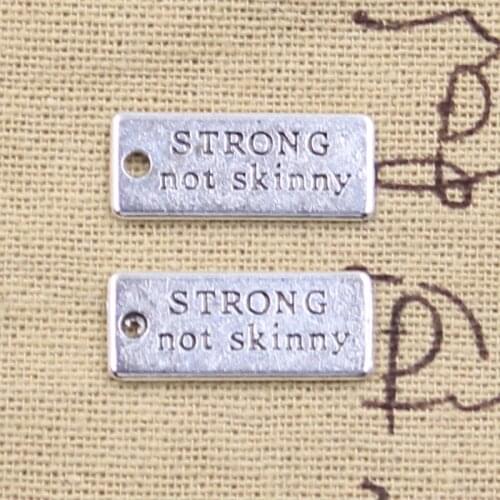 20pcs Charms Strong Not Skinny 22x9mm Antique Silver Pendants DIY Necklace Crafts Making Findings Handmade Tibetan Jewelry