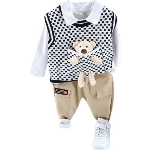 Casual Spring Autumn Kids Cartoon Clothes Toddler Vest Shirt Pants3Pcs/sets Children Fashion Costume Boys Baby Girls Sport Suits