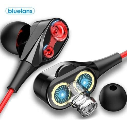 Professional Sport Earphones Dual Drivers Super Bass Music Earbuds Earpiece Universal 3.5mm In-ear Wired Earphones Dropshipping