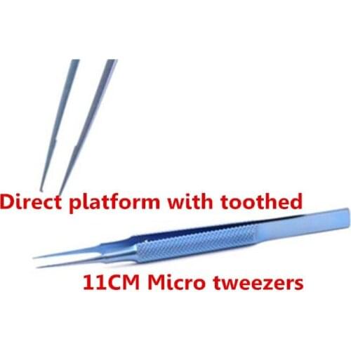 Direct platform with toothed tweezers Titanium microsurgical ophthalmology instruments 11cm microscopic tweezers forceps