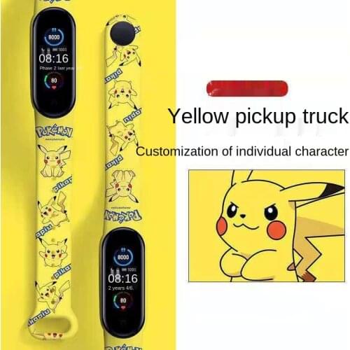 Pokemon Pikachu Cartoon Strap for Xiaomi Mi Band for 6 5 4 3 Silicone Wristband Sports Strap Wrist Band for Xiaomi Miband 6