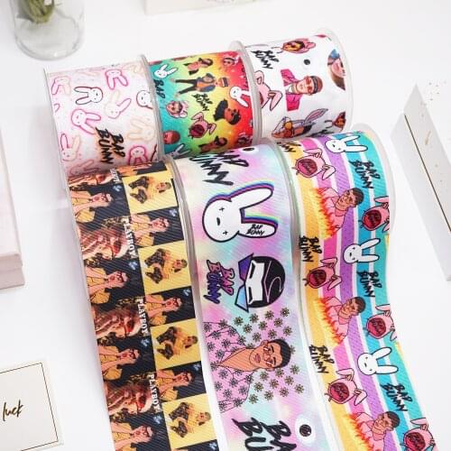 DIY Bad Bunny Printed Grosgrain Ribbon For Craft Supplies Sewing Accessories 5 Yards, Planar Resins Mold 10 Pieces. 48524