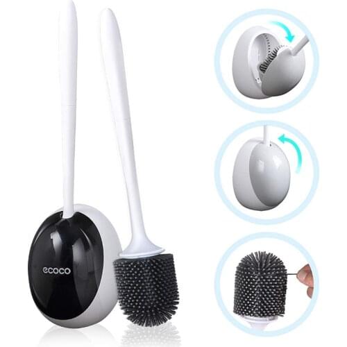 Ecoco Silicone Toilet Brush Wall-mounted WC Cleaning Tools with Quick Drying Holder Bathroom Accessories for Household Bathroom