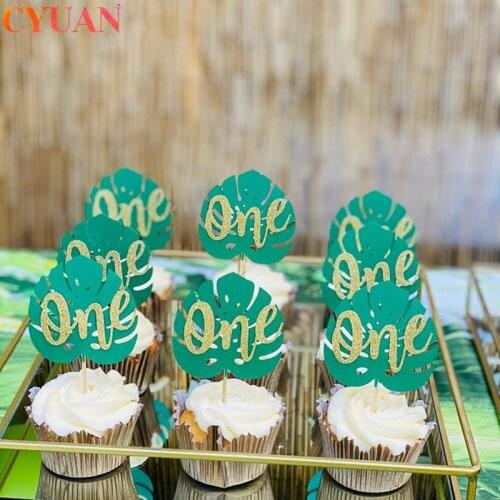 Boy Girl 1st First Birthday Party Decorations Glitter One Cake Topper Garland Bunting Banner Jungle Safari Animal Party Decor