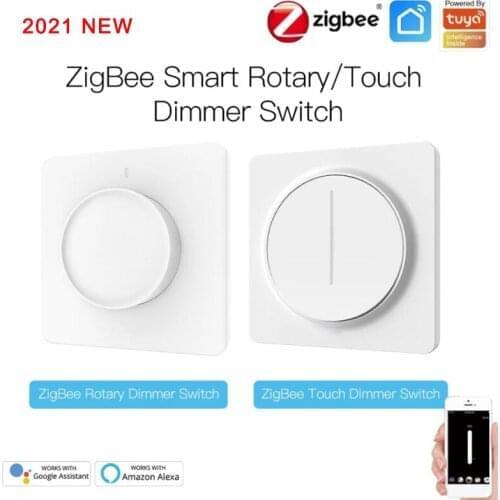 ZigBee Smart Rotary Touch Light Dimmer Switch EU Smart Life Tuya APP Light Remote Control 220W Work with Alexa Google Assistant
