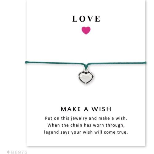 Unisex Girls Friendship Statement Engagement Wedding Bridesmaid Make a Wish Silver Heart Charm Bracelets for Women