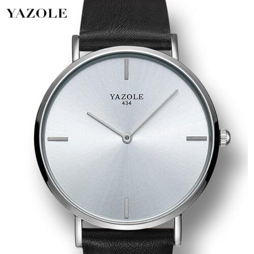 Yazole 2020 New Watch Simple Fashion Casual Couple Mens Hand Mounted Thin Belt Black Quartz Watch Watches for Men Reloj Hombre