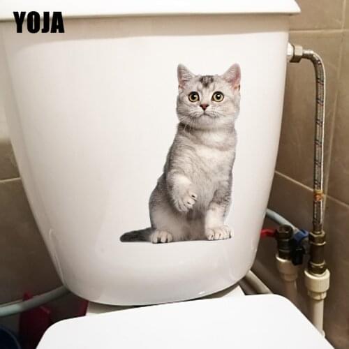 YOJA 17×23CM Naughty Kitten Animal Cartoon Home Wall Stickers Funny WC Toilet Decoration T1-3078