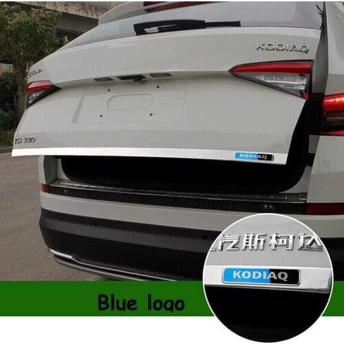 Blue Logo Stainless Steel Rear Tailgate Trunk Back Door Cover Trim For Skoda Kodiaq 2016 2017 2018 Accessories Car Styling