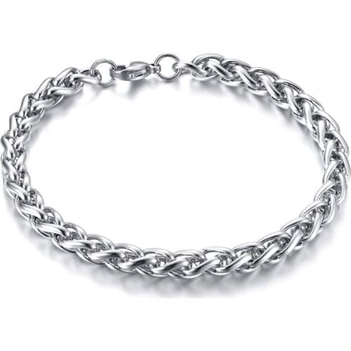 Silver Color Charm Chain Bracelets For Women Men Metal Stainless Steel Bracelets Fashion Jewelry Hot Sale Pulseira