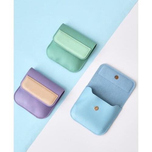 Candy Color Womens Wallet bag Fashion PU Leather Bag Small Female Wallet Case Key Money Bag Air Pods Protective Case Coin Purse