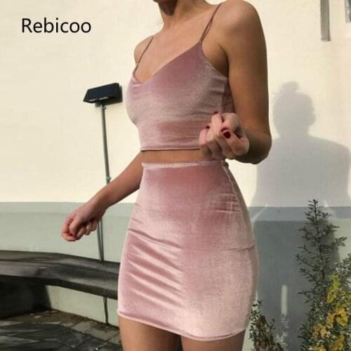 Spring New Arrival Mini Velvet Dresses Women Pink Bandage Dess Casual Short Two Pieces Vestidos