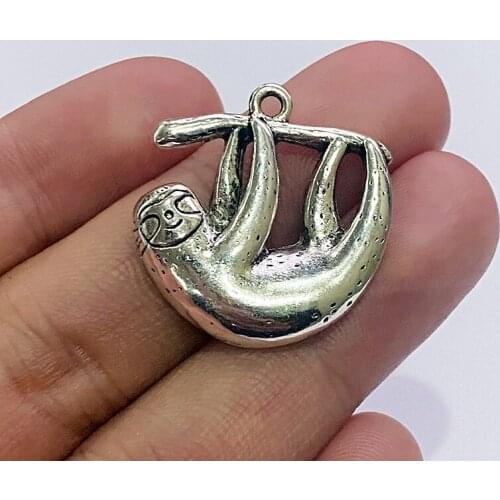 10 pieces/lot 26x25mm Antique Silver Color Alloy Sloth Charm Pendant Necklace Earring Bracelet Key Chain DIY Jewelry Accessory