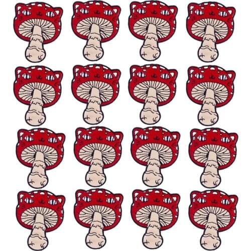 Prajna 10PCS Cartoon Mushroom Patches For Clothing Thermoadhesive Patches Cute Badge DIY Iron on Embroideried Patches on Clothes