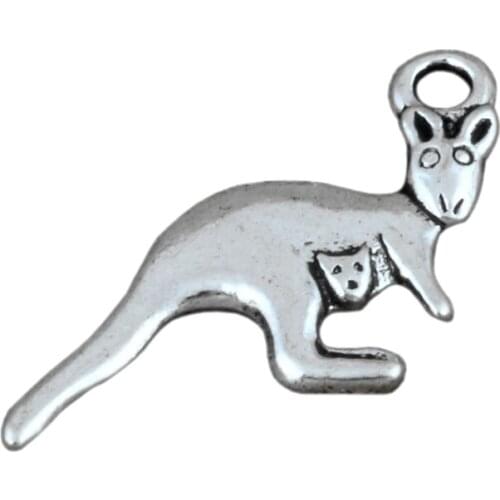 100Pcs Ancient Silver Kangaroo Charms Pendants 12x23mm Zinc Alloy Fashion Jewelry DIY Fit Bracelets Necklace Earrings A-228