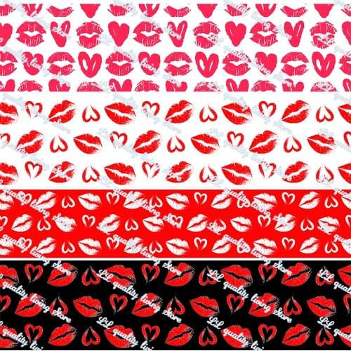 16-75MM Red Lips&Mouth Printed Grosgrain Ribbon 50 Yards/Roll Tape Clothing Bakery Gift Wrapping Accessory Hairbow Head