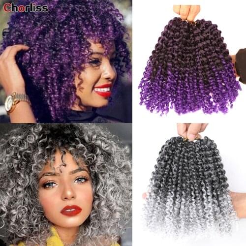 Synthetic Hair Marley Bob Hair 8Inch Crochet Braids Hair Short Curly Braids Extensions Ombre Blue New Fashion Trend For Women