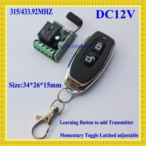 12V 1CH wireless remote Switch controller System Receiver &Transmitter learning code ASK Relay Receiver NO COM NC 315/433.92MHZ