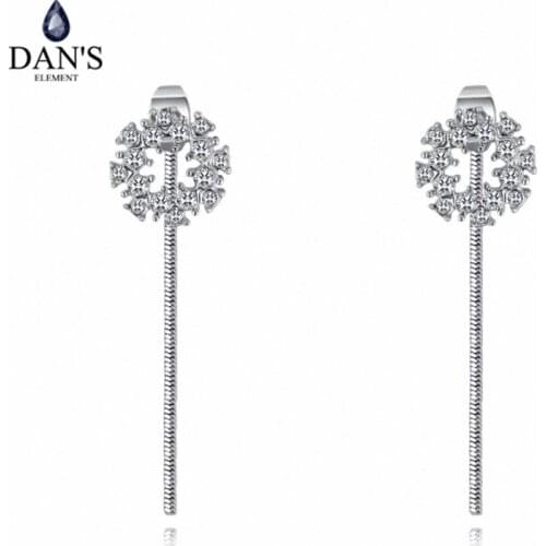 DANS Element Brand Real Austrian Crystals Fashion Heart trendy Dangle Earrings For Women Gift White Gold Color #131705