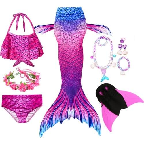Kids Mermaid Tail Swimsuit with Fin Kids Holiday Mermaid Costume Girls Swimmable