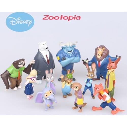 Disney Kid Toys 12pcs/Set 4-8cm Cartoon Movie Zootopia Animal Figure Toys Nick Fox Judy Rabbit Pvc Figures Dolls