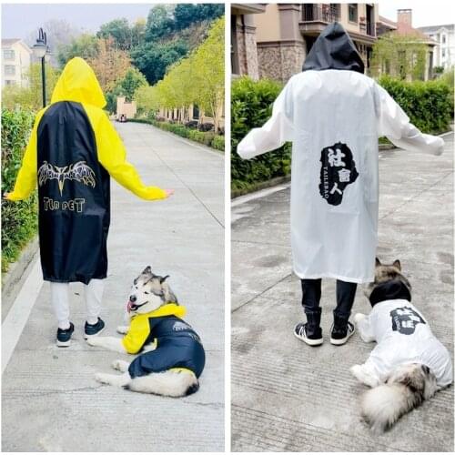 Dog Raincoat Owner Men Women Parent-child Jumpsuit Rain Coat Big Medium Pet Cloak Labrador Waterproof Golden Retriever Plus Size