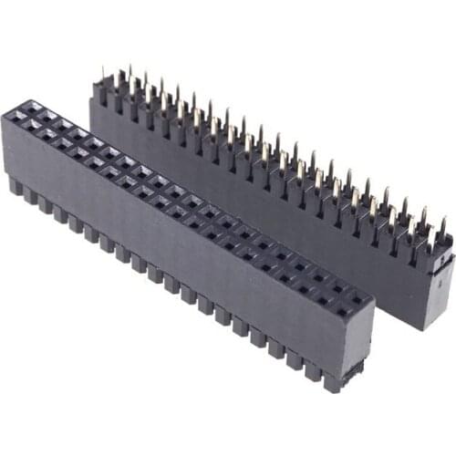 100pcs 2.54 mm 0.10" Pitch 2x20 40 Position Dual Row PCB Female Header Through Hole Straight Strip PC104 1 Spacer Height 11.0 mm