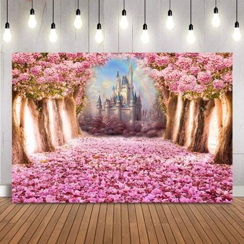 Castle princess Birthday Background for Photo Studio Spring floral girls birthday party decoration flower sea photo booth props