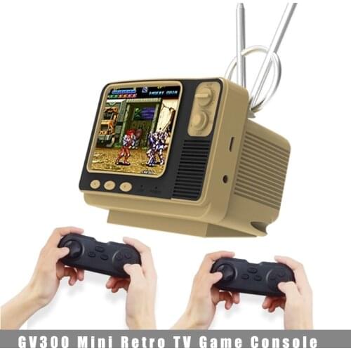 GV300 Retro Bookshelf TV Game Console 3.0 Display Screen Classic Handheld Video Game Player 2.4G Bluetooth Wireless Controller