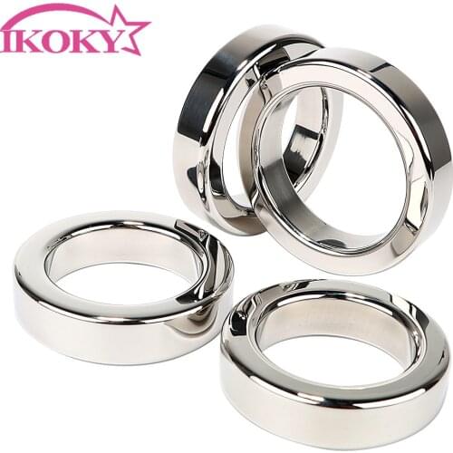 IKOKY Male Chastity Device 8mm Thickness Stainless Steel Penis Ring Sex Toys for Men Male Delay Ejaculation Metal Cock Ring