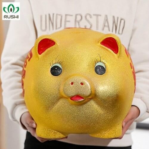 Ceramic Large Money Box Secret Kids Pig Money Ornament Cute Mystery Money Box Saving Huchas De Dinero Home Decoration