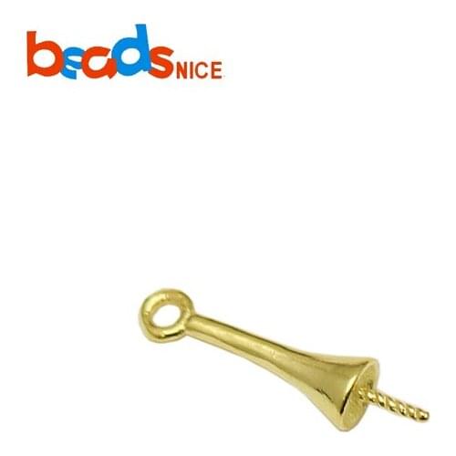 Beadsnice ID37495smt2 Sterling Silver Screw Eye Bail Drilled Findings Pearl Cup Pendant Bail -for Half-drilled Pearls