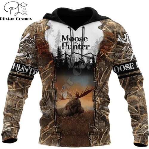 Beautiful Moose Hunting 3D Printed Hoodie Animal Men Sweatshirt Unisex Streetwear Zip Pullover Casual Jacket Tracksuits KJ0248