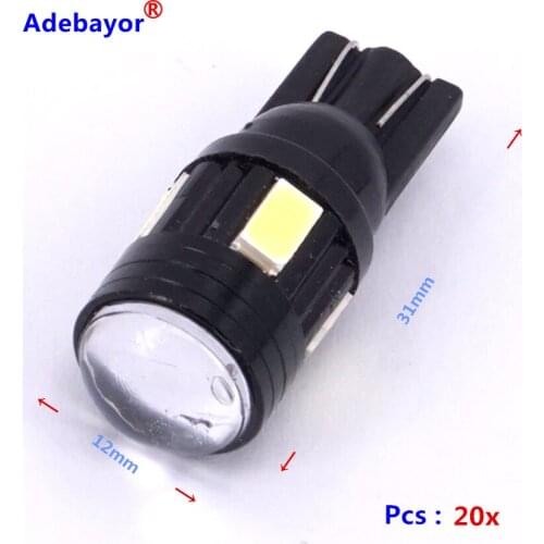 16 pcs/lot T10 6 SMD 5630 High Power 3W Super Bright wide instrument Indicator lamp 194 168 2825 W5W lamp LED Car Lights Bulb