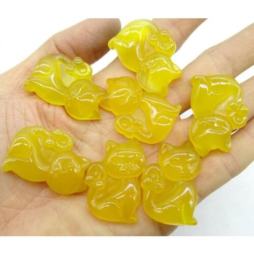 Natural stone Quartz crystal Turquoises Chalcedony agates Cat charm pendant for diy jewelry Making necklace Accessories1pcs