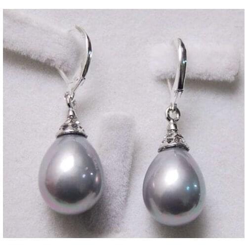 New fashion free shipping charming 12X16MM Grey South Sea Shell Pearl AAA+ BV106