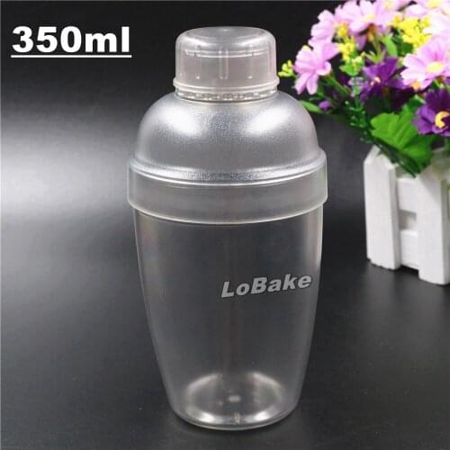 Latest 350ml PC Polycarbonate cocktail shaker wine custom protein shaker bottle with measure gauge wine & milk tea tools
