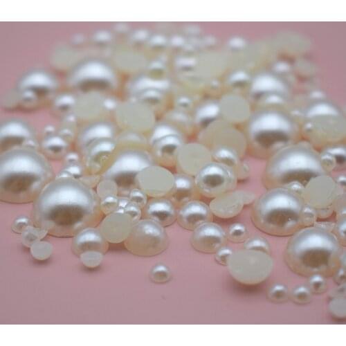 Half Round ABS Imitation Pearls Flat Back Glue On Beads Nail Art Crafts Diy Dress Accessory 3mm/4mm/5mm/6mm/8mm/10mm