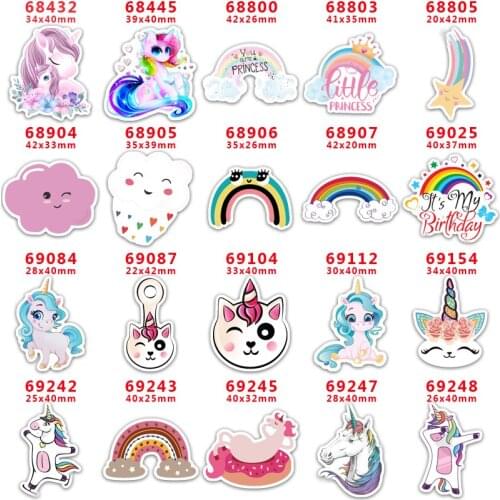 DIY Craft Supplies Sewing Accessories Cartoon Unicorn Printed Planar Resins Mold 10 Pieces. PR-68432