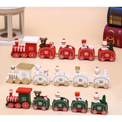 Christmas Smowman Bear Train Model Figurine Statue Model Miniature Figurines Desktop Ornament Kids Toy Home Decoration Figurine