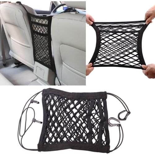 Car Back Rear Mesh Trunk Seat Elastic String Net 3 Layers Universal Storage Bag Pocket Cage Auto Organizer Seat Back Bag