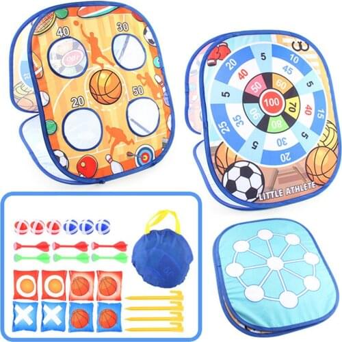 Folding Sandbag Toss Game Kids Outdoor Toys Tent Portable Safe Throwing Game Set